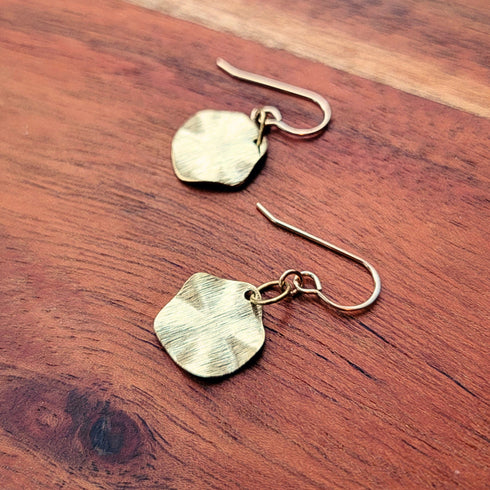 Minimalist Wavy Disc Gold Earrings